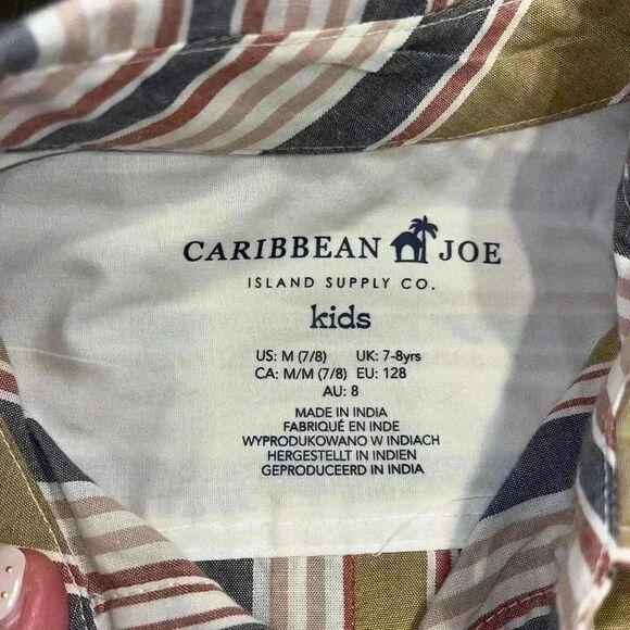 NWT Kids Caribbean Joe Collared Button Down Shirt‎ Size M, summer, vacation D34 - Picture 6 of 6